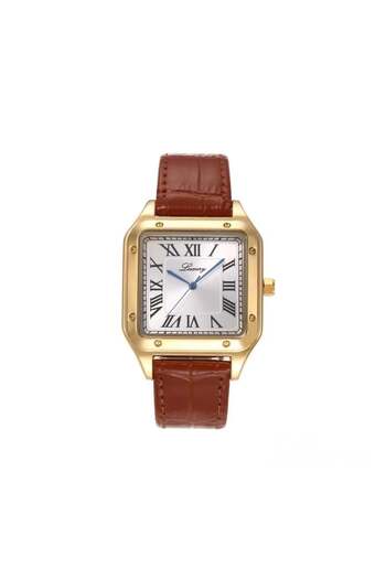 LUXURY Men's Watch with Brown Leather Strap