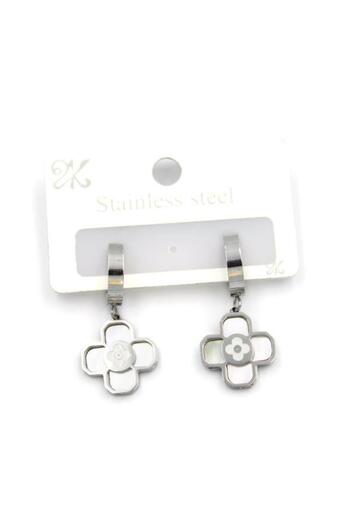 Royaleks Vc Clover Hoop Earrings - Silver