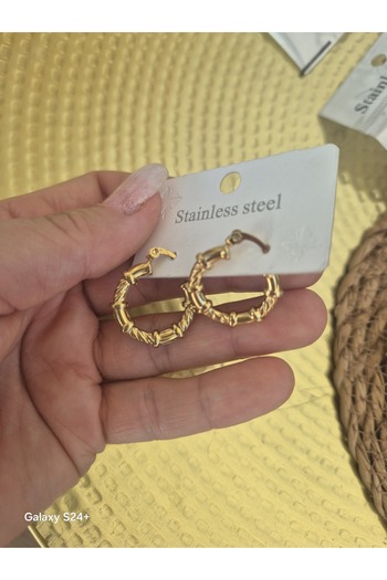 Pinkimaj Steel Hoop Earrings Models Spiral Medium Style Models Latest Pieces