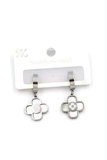 Royaleks Vc Clover Hoop Earrings - Silver