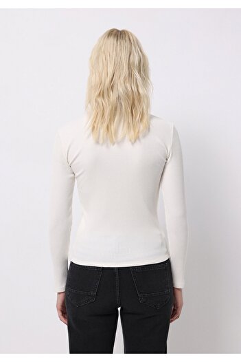 Colin's Slim Fit Half Turtleneck Plain Women's White T-Shirt