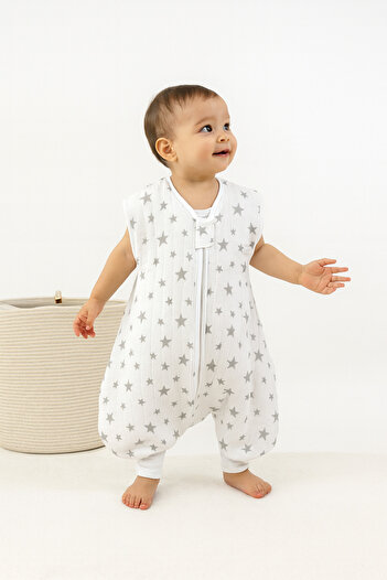 Moda Lime Baby Muslin Sleeping Bag – Oeko-Tex Certified 100% Organic Cotton, Star Pattern, Unisex