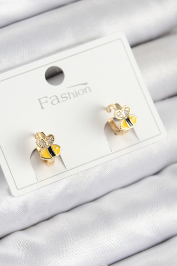 Skygo Brass Zircon Stone Bee Model Gold Color Children's Earrings - Tj-Bkp11199