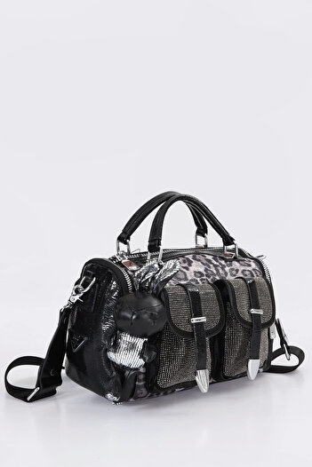 meSga butik Kiwer Black Skin Shoulder Bag