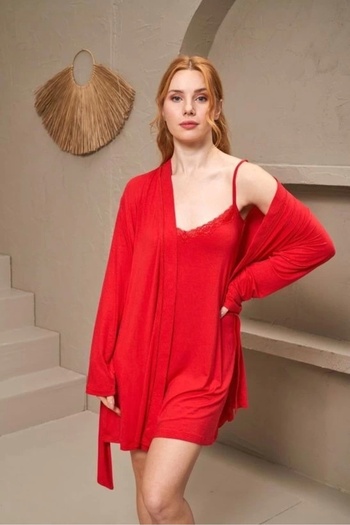 Bi Nokta Mdb pjs 25166 women's nightgown and robe set