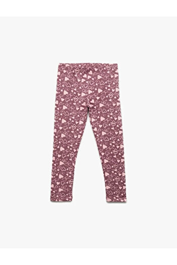 Koton Raised Heart Patterned Cotton Pink Girls' Leggings 6Wkg40066Ak