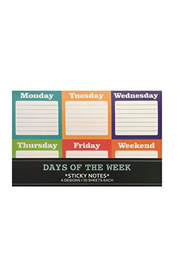 Roco Days of The Week Trendy Self-Stick Notes – 6 Designs, 2.75" X 2.75", 180 Sheets