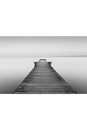 Harikabirev Amazing | Black&White Color Misty Dock Model | Framed Tempered Glass Table Single Horizontal