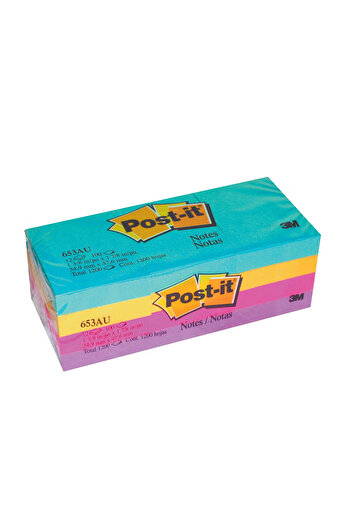 3M Post-it 653 Trendy Self-Stick Notes – Rectangle 1.5" X 2", 1200 Sheets