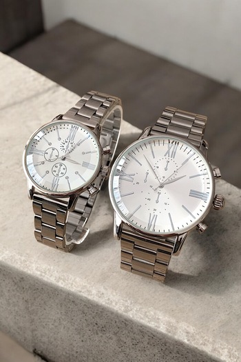 Louis Genessio Infinity Silver/White Women&Men Lover/Couple Wrist Watch
