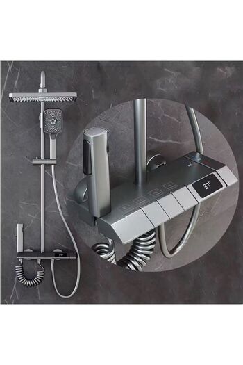 OEM Digital Shower Set with Thermostat, LED Display, Grey Finish, 900x250x400mm
