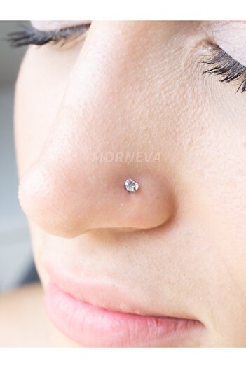 MORNEVA Titanyum | Kristal Kalp,Yıldız,Daire Taşlı Minimal Spiral Kancalı Burun Piercingi Hızma Set (3Adet)