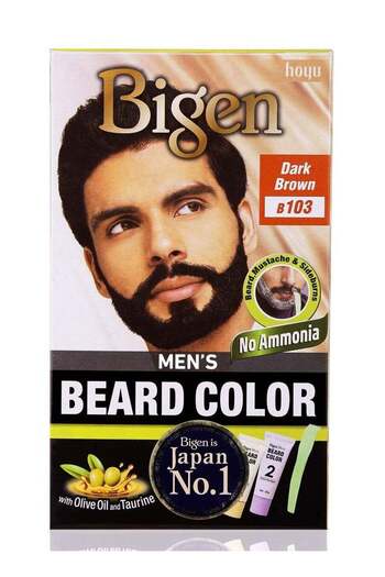 BİGEN Men's Beard Colour | No Ammonia Formula with Aloe Extract & Olive Oil - 103 Dark Brown