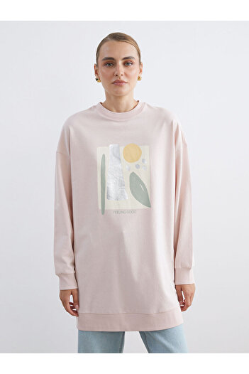 LC Waikiki Crew Neck Printed Women's Sweatshirt Tunic