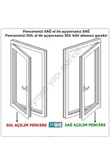 EYMEN YAPI Arwin Sol Opening Window Stepped Ventilation Handle Pvc Lock