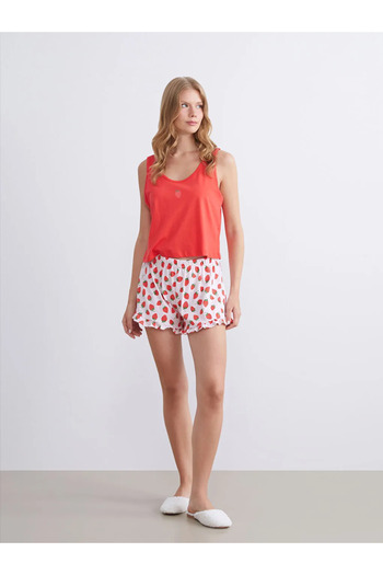LC Waikiki LCW DREAMSet de pijamale pentru femei cu imprimeu roz căpșuni
