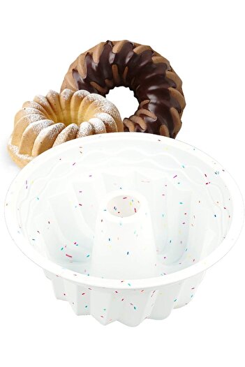mastergold Fluted Tube Cake Mold 24 cm Silicone Spiral Shape | Reusable Cake & Dessert Molds | Non-Stick 3D Cak