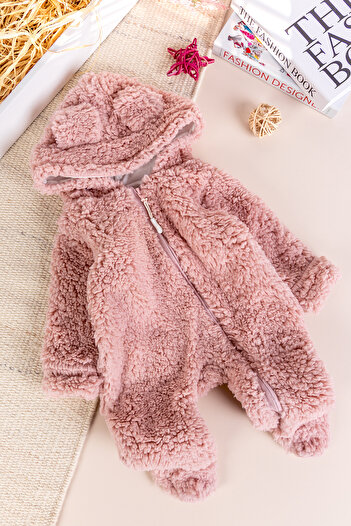 Babymod Welsoft Plush Winter Baby Girl/Boy Jumpsuit with Hood