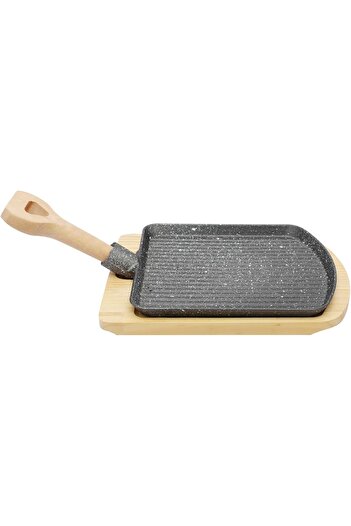 cc bin shihon Shihon Cast Iron Pan 25 x 21.5 cm with Removable Side Handle and Wooden Base