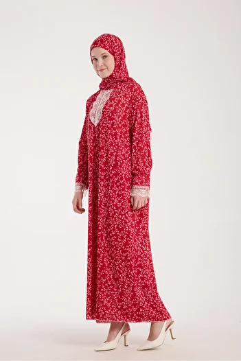 AKPİYYER Seasonality Self-Tie Pattern Lace Women's Prayer Dress