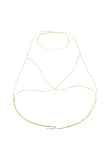 SSMEDIA Body Chain (Invisible Bra) with Thin Chains for Chest and Neck - Yellow