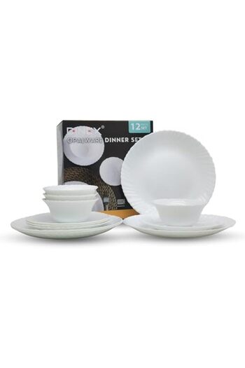 Dinex Opal Dinner Set by for 4 Persons, 12 Pieces, White