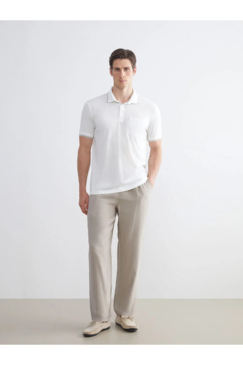 LC Waikiki Lcwaikiki Classicecru Polo Neck Combed Cotton Men's T-Shirt