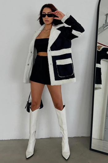 MACARON Women's Suede Plush Detailed Coat