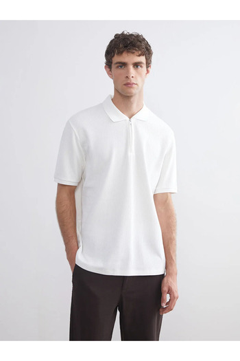 LC Waikiki Lcw Visionecru Polo Neck Combed Cotton Men's T-Shirt