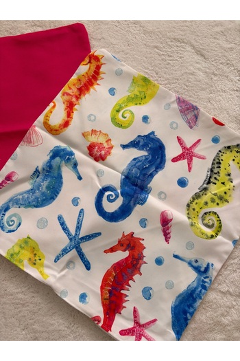 Ayd Home 2 Li Seahorse Model Cushion Cover Fuchsia Blue Zipper Decoration Balcony Pillow Case