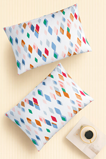 İQON |   Pattern |   Ranforce 2-Piece Pillowcase Set |   Colorfull White