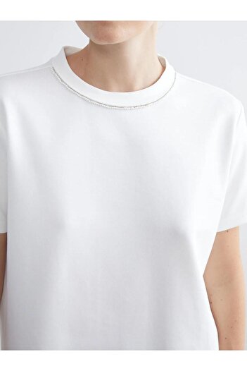 LC Waikiki Lcw Modest Crew Neck Embroidered Women's T-Shirt (W5)