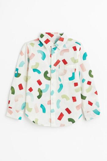 Magu Boys' Colorful Patterned Cotton Long Sleeve Shirt
