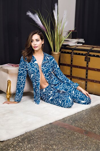 Lüx Wood SET DE PIJAMĂ FEMEI IZABEL CU MOTIVE FANTASY CU BUTONI
