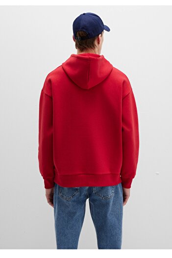 Mavi logo baskılı kapüşonlu oversiz (geniş kesim)sweatshirt