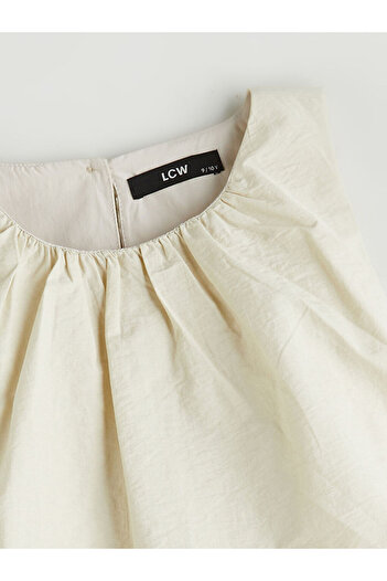 LC Waikiki Ecru Crew Neck Girl's Blouse