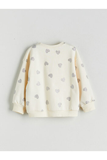 LC Waikiki Sparkling Selections from Shining Store |   Crew Neck Heart Printed Girl's Sweatshirt
