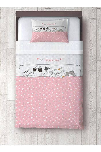 yok yok evim eve dair her şey Uykucu Cats Patterned Baby Kids Single Pique and Pillowcase Bedspread Set