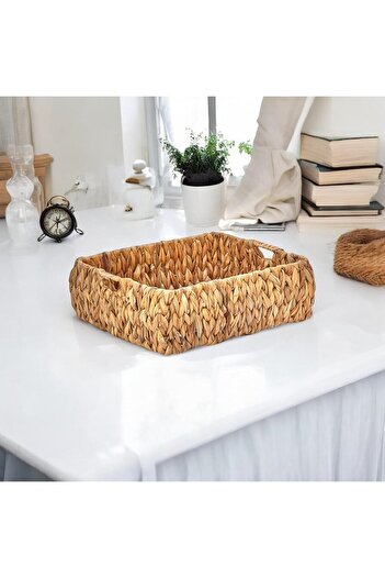 STOREMAX Goldwhirl Handmade Wicker Decorative Basket, Wicker Decorative Tray with 3 Model Options (37 * 30 * 12cm)