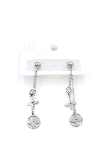 Royaleks Vc Clover Earrings with Dangle - Silver