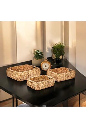 STOREMAX Goldwhirl Handmade Wicker Decorative Basket, Wicker Decorative Tray with 3 Model Options (32 * 25 * 11cm)