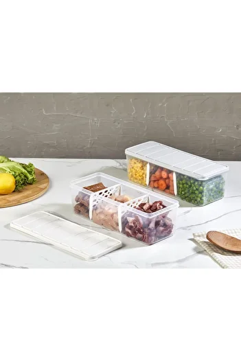 STOREMAX Sellbuyst Home 6-Piece Nora Storage Container with Compartments 2 Lt Ekru Trendy 266450