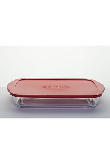 STOREMAX Snshop Borcam Rectangular Storage Container with Red Lid, 3.85 L 467437
