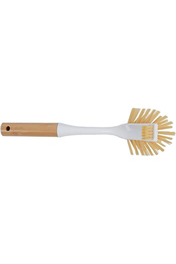STOREMAX Polysight Double Sided Cleaning Brush with Bamboo Handle (White) Trendzap 467437