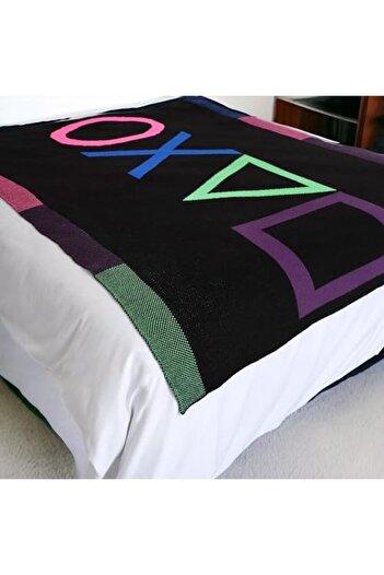 STOREMAX Snshop Neon Gamer Knit Blanket 130 X 170 Cm, Comfortable Batt Made from Soft Acrylic Yarn