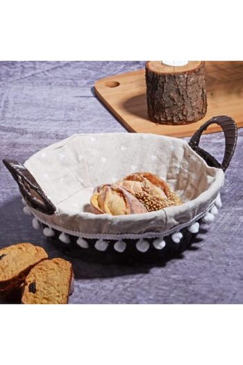 STOREMAX Sellbuyst Wicker Series Round Wicker Bread Basket with Cloth Trendy 266450
