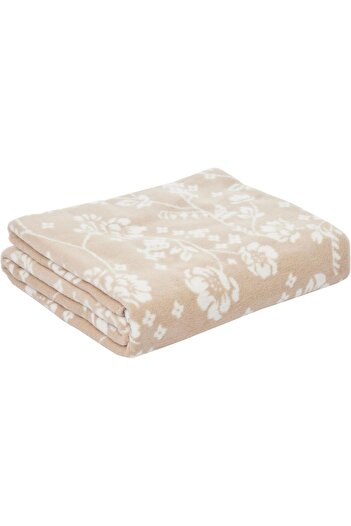 STOREMAX Snshop Polly Floral Patterned 100% Cotton Blanket, Beige, Single Size 467437
