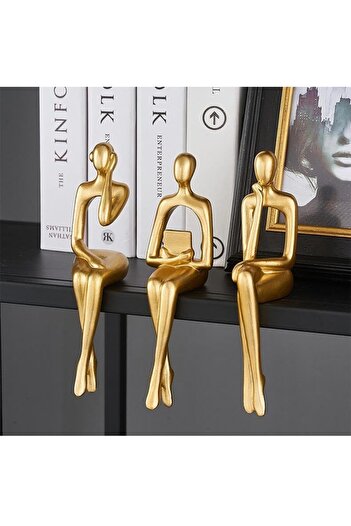 STOREMAX Goldwhirl Nordic Style Decorative 3 Pieces Abstract Thinking Sculpture Figurine Home Decoration Shelf Decor Oturm