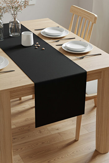 YUNUSOĞLU HOME Black Stylish Table Runner 50X150 cm – Modern and Elegant Tablecloth Runner