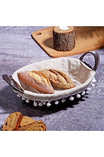 STOREMAX Snshop Wicker Series Oval Wicker Bread Basket with Cloth 467437